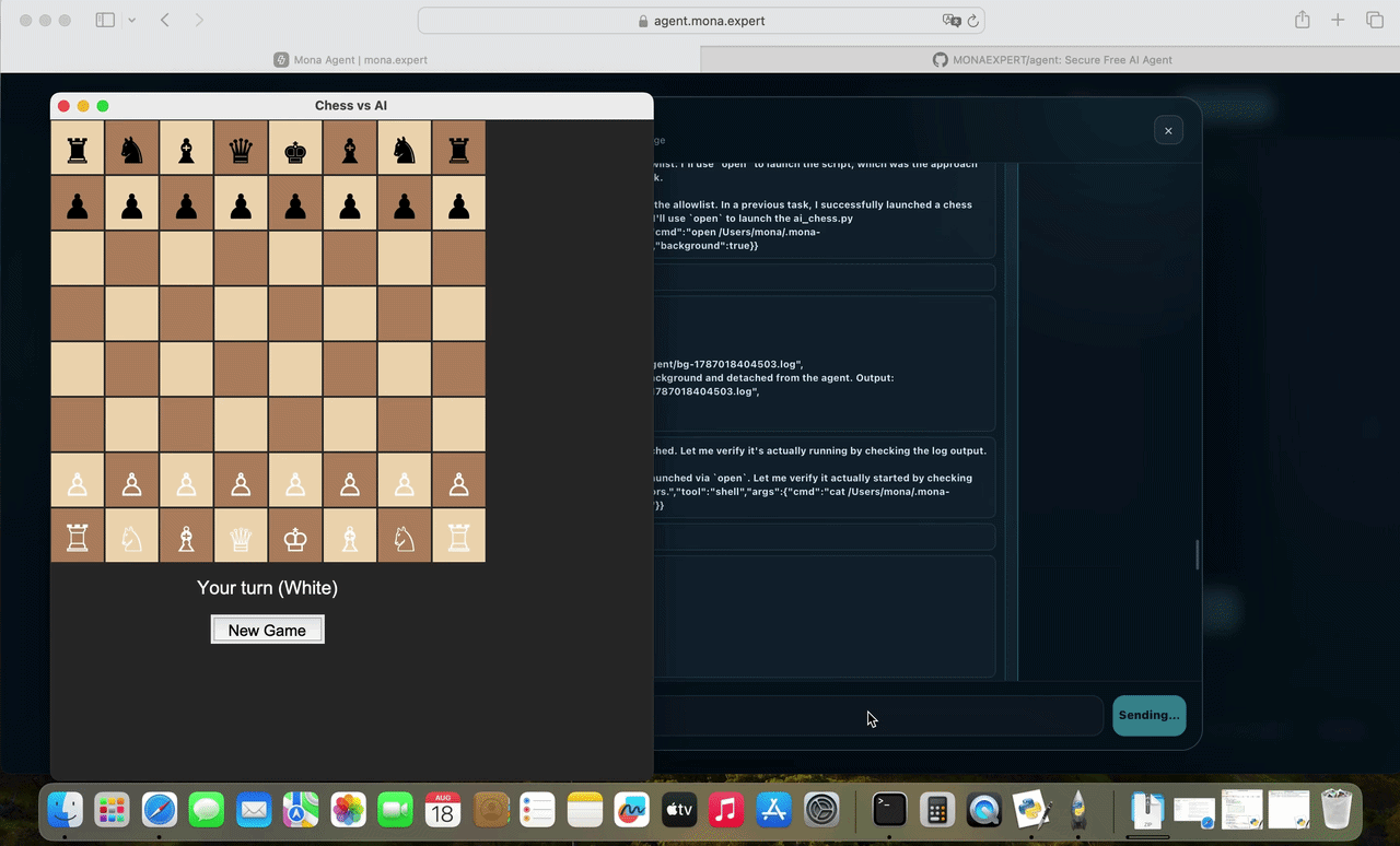 Screen recording of an AI agent building a chess game from a single prompt